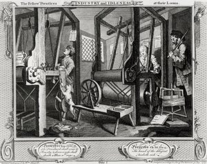 Industry and Idleness, Les compagnons apprentis à leurs métiers, planche 1 - William Hogarth
