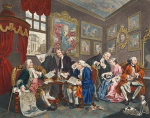 Mariage à la mode, planche I, Le contrat de mariage, illustration de 