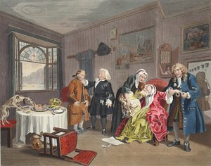 Mariage à la mode, Planche VI, La mort de la dame, illustration de 