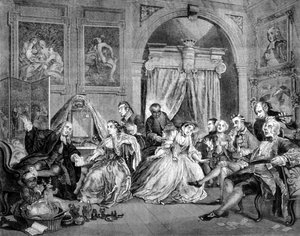 Mariage à la mode : série de 6 planches satiriques sur le mariage des riches. Gravure par William Hogarth (1697 - 1764). 1745. - William Hogarth
