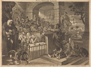 Paul devant Félix burlesqué - William Hogarth
