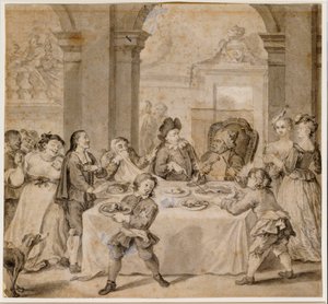 Sancho au festin magnifique, de "Don Quichotte" par Miguel de Cervantes - William Hogarth