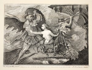 Satan, le péché et la mort, pub. 1792 - William Hogarth