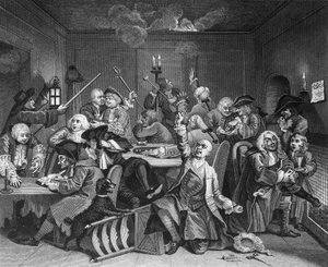 Scène VI : Le débauché à la maison de jeu - William Hogarth