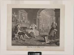 La scène du petit-déjeuner : Mariage à la mode, Planche 2 - William Hogarth