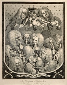 La Compagnie des Entrepreneurs par Georg Friedrich Haendel, caricature gravée par William Hogarth