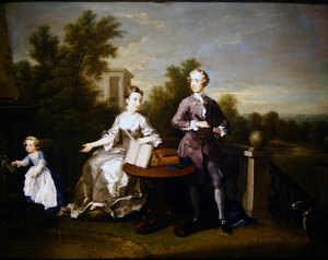 La famille Edwards Hamilton sur leur terrasse à Kensington - William Hogarth
