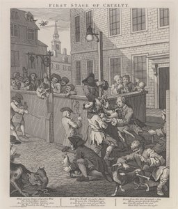 Le premier stade de la cruauté : Enfants torturant des animaux - William Hogarth