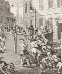 La première étape de la cruauté. De: Les quatre étapes de la cruauté - William Hogarth