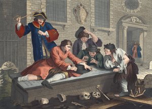 Le Paresseux jouant dans le cimetière pendant le service divin, planche III de 