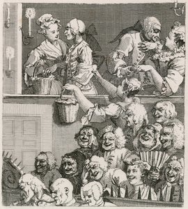 Le Public Riant. Vue de Hogarth de Drury Lane avec des Vendeuses d