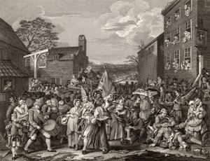 La marche vers Finchley, gravée par T.E. Nicholson, de 