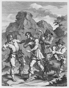 Le chevalier malheureux du rocher rencontrant Don Quichotte