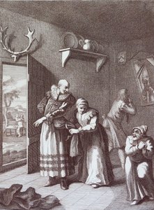 Le curé et le barbier se déguisent pour emmener Don Quichotte - William Hogarth