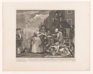 Tom Rakewell sauvé de son arrestation par Sarah Young - William Hogarth