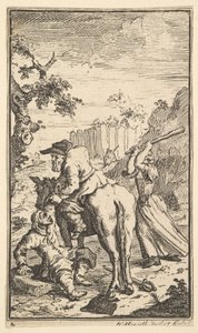 Trulla attaquant Hudibras Dix-sept petites illustrations pour Hudibras de Samuel Butler..., 1721-26 - William Hogarth