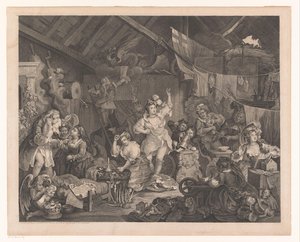 Actrices déguisées et enfants dans une grange Strolling actresses dressing in a Barn - William Hogarth