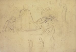 Études pour les figures du docteur, des pleureuses et de Minerve - William Holman Hunt