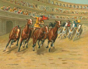 Courses historiques et modernes, Courses de chars romains (chromolithographie)