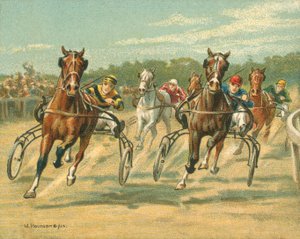 Courses historiques et modernes, courses de trot et de pas (chromolithographie) - William Hounsom Byles