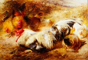 Un coq et des poules - William Huggins