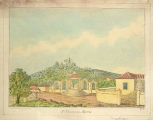 Mont Saint-Thomas à Madras, vers 1830 (gravure en couleur) - William Hunsley