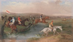 Course de steeple-chase : Le ruisseau - William J. Shayer