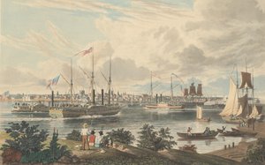 Ville de Detroit, Michigan : prise depuis la rive canadienne près du ferry, publié en 1837