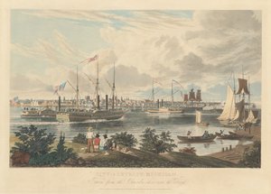 Ville de Détroit, Michigan : Vue depuis la rive canadienne près du ferry - William James Bennett after Frederick K. Grain