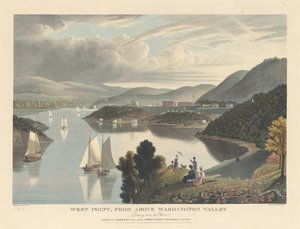 West Point, depuis la vallée de Washington : Vue en aval du fleuve - William James Bennett after George Cooke