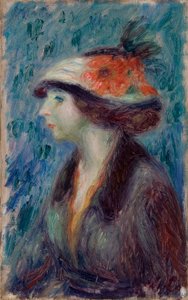 Fille avec chapeau fleuri