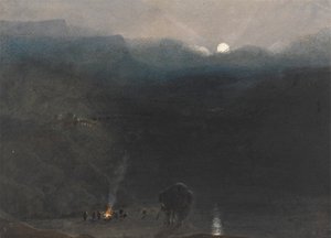 Maurice - Clair de lune, avec feu de charbonniers dans les gorges de la rivière Noire - William John Chamberlayne