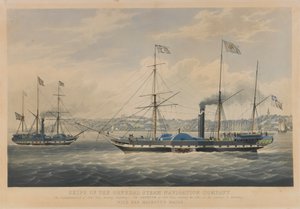 Navires de la General Steam Navigation Company. Le Caledonia de 800 tonnes, quittant Hambourg - Le Neptune de 800 tonnes, entrant dans l