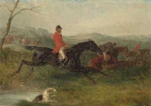 Chasse au renard : Franchir un ruisseau - William Joseph Shayer
