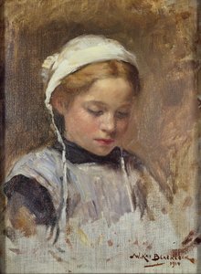 Jeune fille en tablier bleu - William Kay Blacklock
