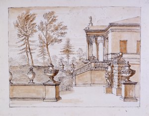 Chiswick, vue de la villa du côté de la statue d