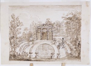 Temple floral et bassin rond