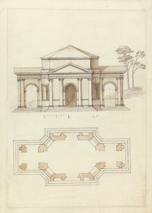 Bâtiment de Townsend à Rousham, Oxfordshire : Élévation et plan - William Kent