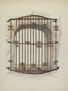 Grille en fer à la fenêtre, une restauration, vers 1941