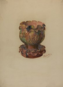 Pot de fleurs et plateau allemands de Pennsylvanie, vers 1936