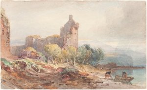 Un château en ruine sur un lac - William Leighton Leitch