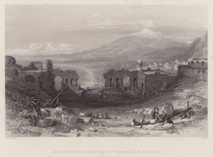 Ruines du Théâtre de Taormina et Mont Aetna