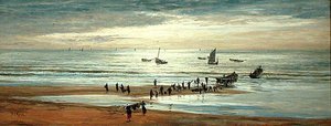 Scène de Plage sur la Côte Nord de la France - William Lionel Wyllie