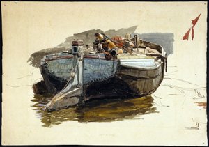 Maison flottante sur la Tamise (Angleterre) - William Lionel Wyllie