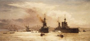 La première escadre de bataille quittant le Forth pour la bataille du Jutland, 1917