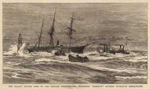 La récente tempête sévère dans la Manche, le vapeur Hankow à l