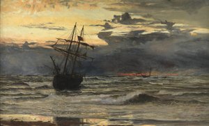 La plage après une tempête - Temps, Aube