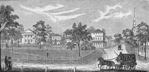 Le président Lincoln quittant le manoir Davis, illustration de 