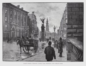 Fleet Street, montrant le Temple Bar Memorial et la banque Child