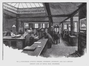 No 5 Fenchurch Avenue, bureaux de Messrs Anderson, Anderson, et Co, Orient Line of Royal Mail Steamers - William Luker